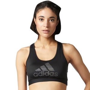 Adidas holographic logo black sports bra
